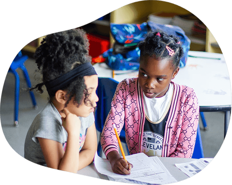 Two girls studying