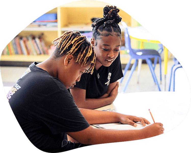 Two kids studying